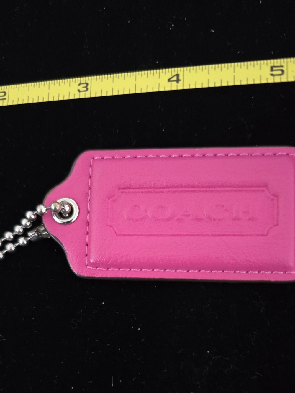 Coach Hot Pink Leather Tag Keychain